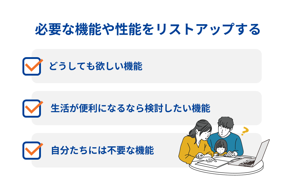 必要な機能や性能をリストアップする