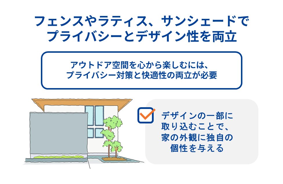 フェンスやラティス、サンシェードでプライバシーとデザイン性を両立