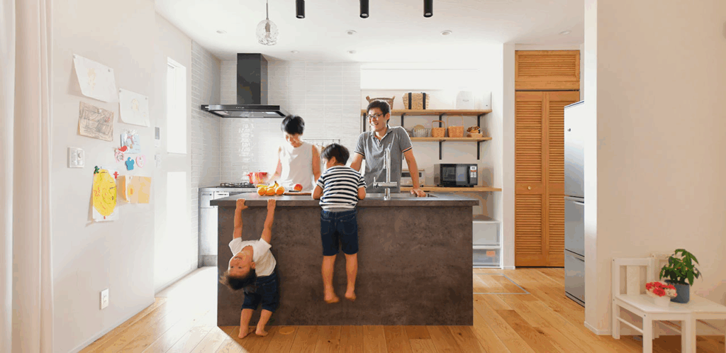 キッチン中心の間取りで叶える 家族とのコミュニケーションが深まる家