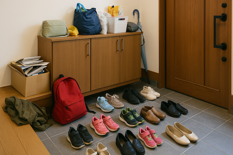 玄関間取りの失敗例 収納量が足りず結局散らかる