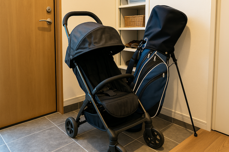 玄関間取りの失敗例 ベビーカーや趣味の道具が入らない