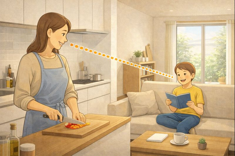 家族の気配を感じながらコミュニケーションが自然と生まれる生活