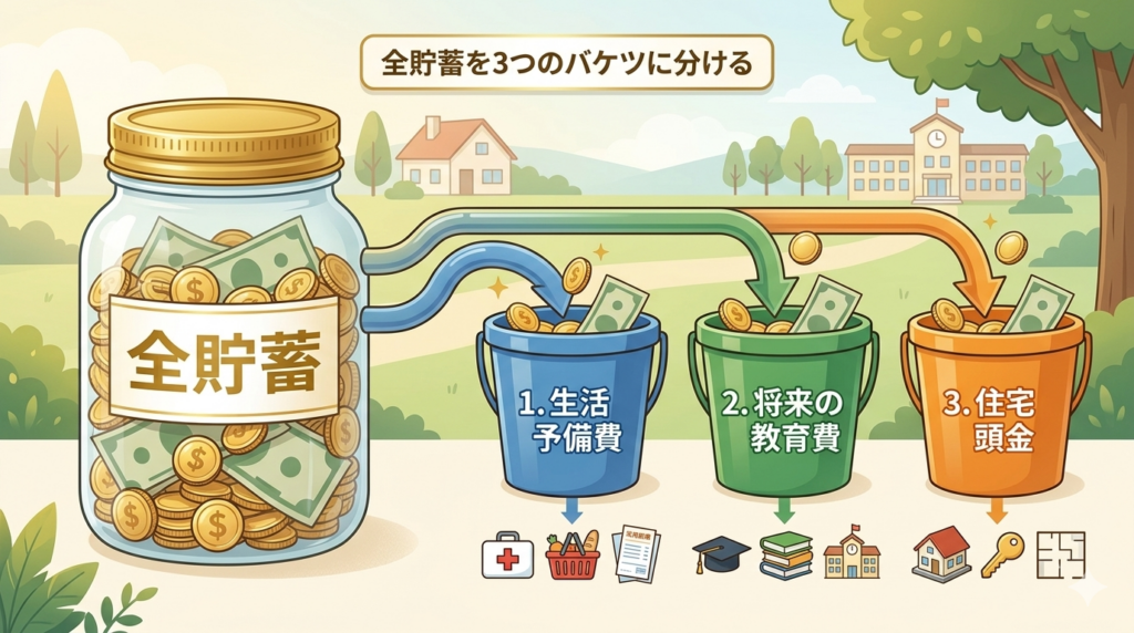 全貯蓄を３つのバケツにわける