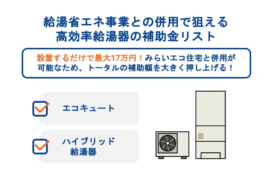給湯省エネ事業との併用で狙える高効率給湯器の補助金リスト