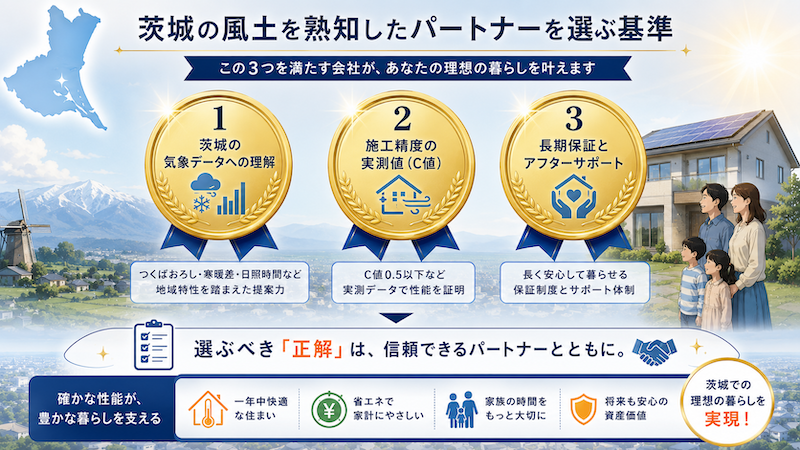 茨城の風土を熟知したパートナー（住宅会社）を決定する基準