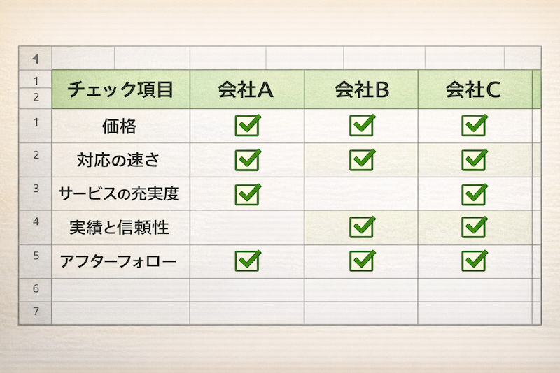 自分たちの家づくりに役立つ家づくり比較表のテンプレを入手する