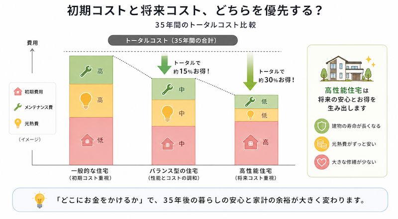 建築初期コストと将来のメンテナンス費のどちらを優先するか