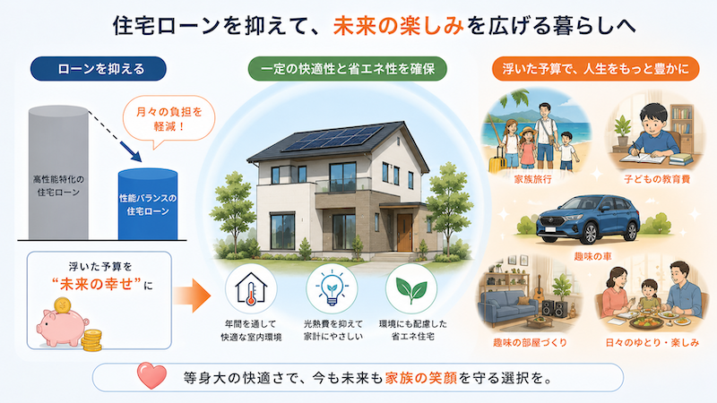 住宅ローンを抑えつつ一定の快適性と省エネ性を確保するメリット