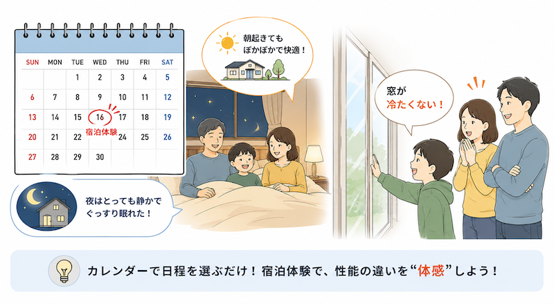 数値で測れない「体感の差」を宿泊体験や現場見学会で最終確認する