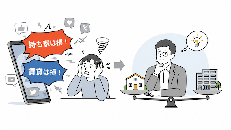 ネット上の極端な持ち家不要論に振り回され客観的な比較ができていない
