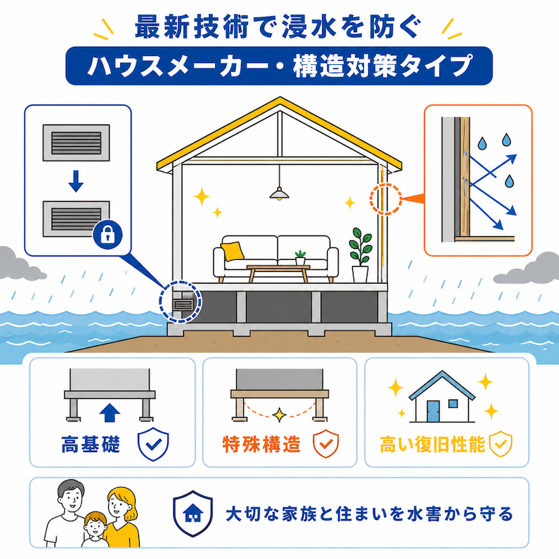 最新技術で浸水を防ぐ「ハウスメーカー・構造対策タイプ」
