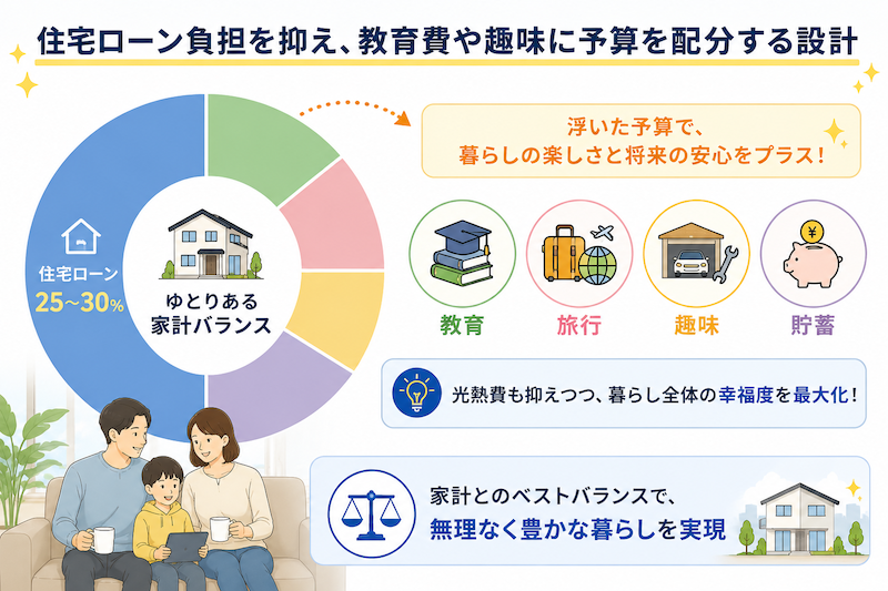 【費用・コスト】住宅ローン負担を抑え、教育費や趣味に予算を配分する設計