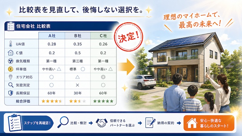 後悔しない家づくりのための比較表の再確認とアクション