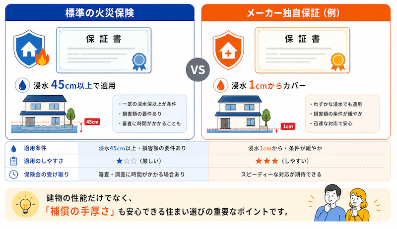 補償が手厚いメーカーはどこ？火災保険と独自保証の比較