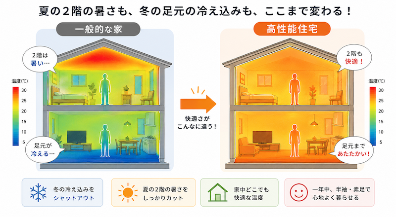 夏の2階の暑さや冬の足元の冷え込みをどこまで解消したいか