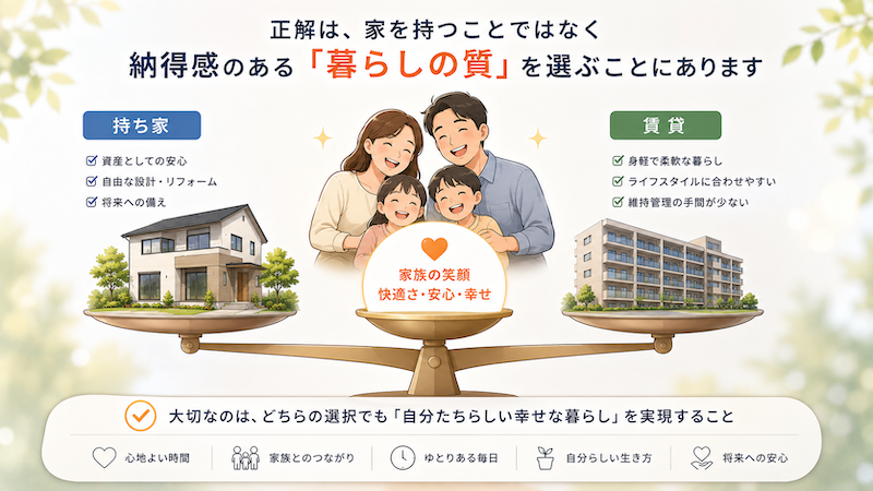 正解は家を持つことではなく納得感のある「暮らしの質」を選ぶことにあります