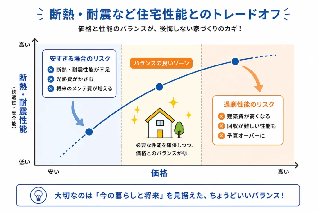 断熱・耐震など住宅性能とのトレードオフ