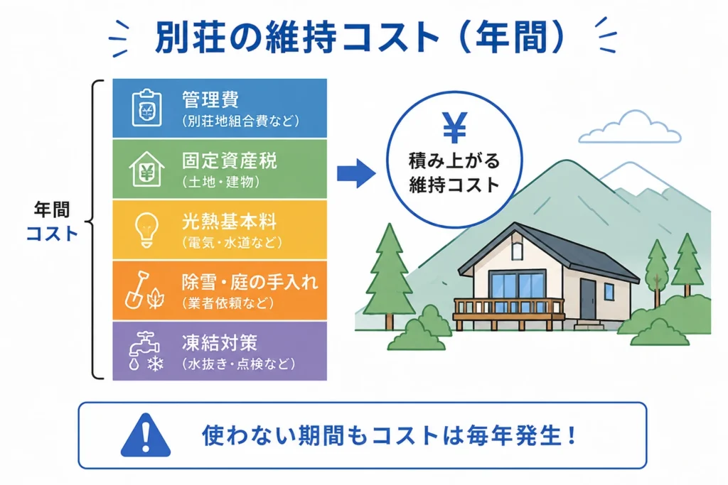 デメリットは利用頻度に対する維持費と管理の手間