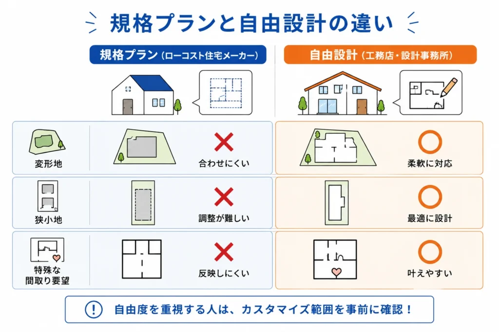 デメリットは間取り・仕様の自由度の制約