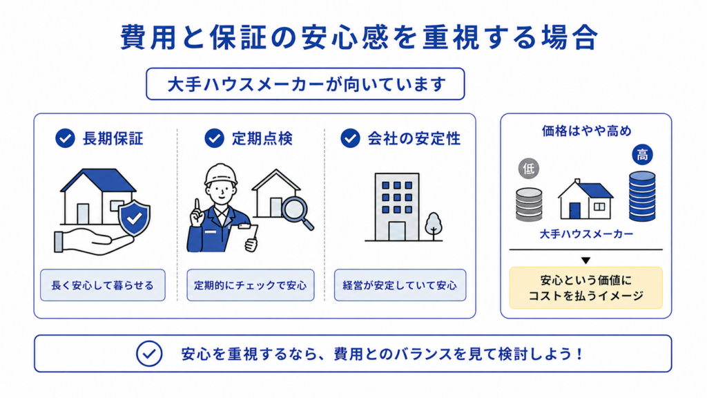 費用と保証の安心感を重視する場合