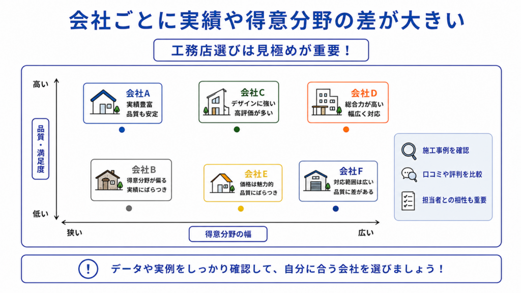 注意点となる会社ごとの実績差とばらつき
