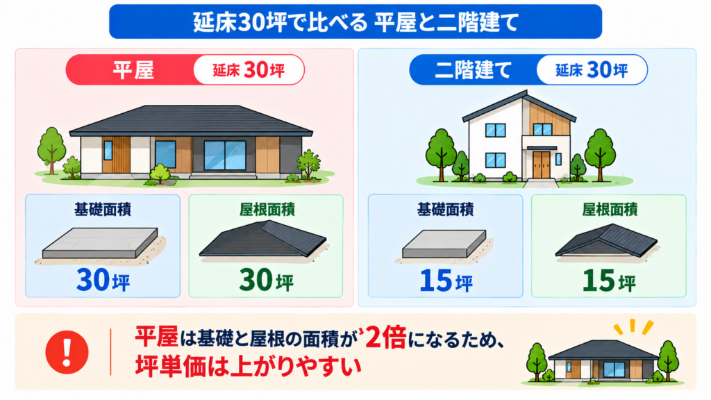 平屋と二階建てで坪単価の見え方が変わるケース