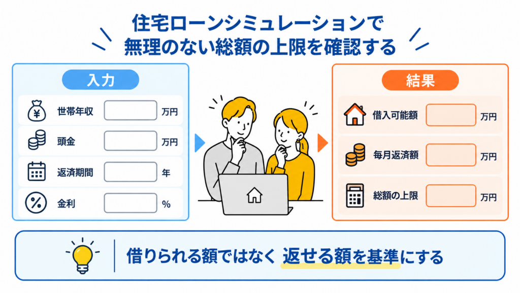 住宅ローンシミュレーションで無理のない総額の上限を確認する
