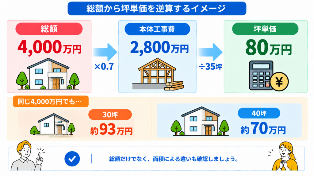 総額4000万円の家を坪単価に換算するとどうなるか