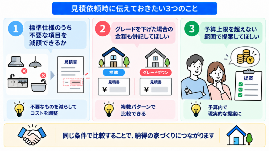 条件のそろえ方と依頼時に伝えておきたいこと