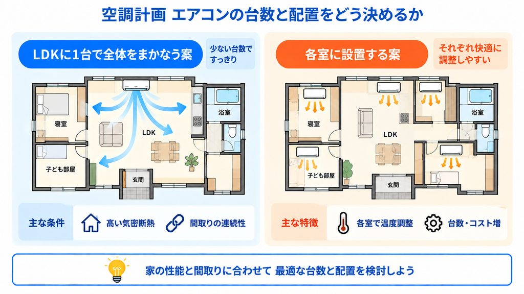 軸4 空調計画 エアコンの台数と配置をどう決めるか