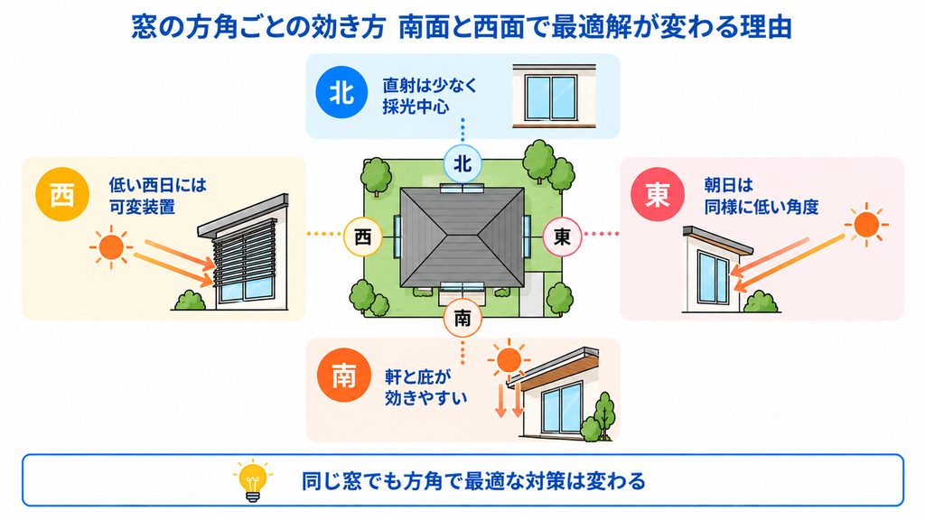 軸2 窓の方角ごとの効き方 南面と西面で最適解が変わる理由