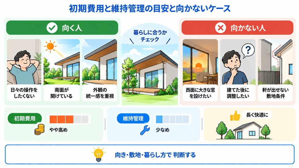 初期費用と維持管理の目安と向かないケース