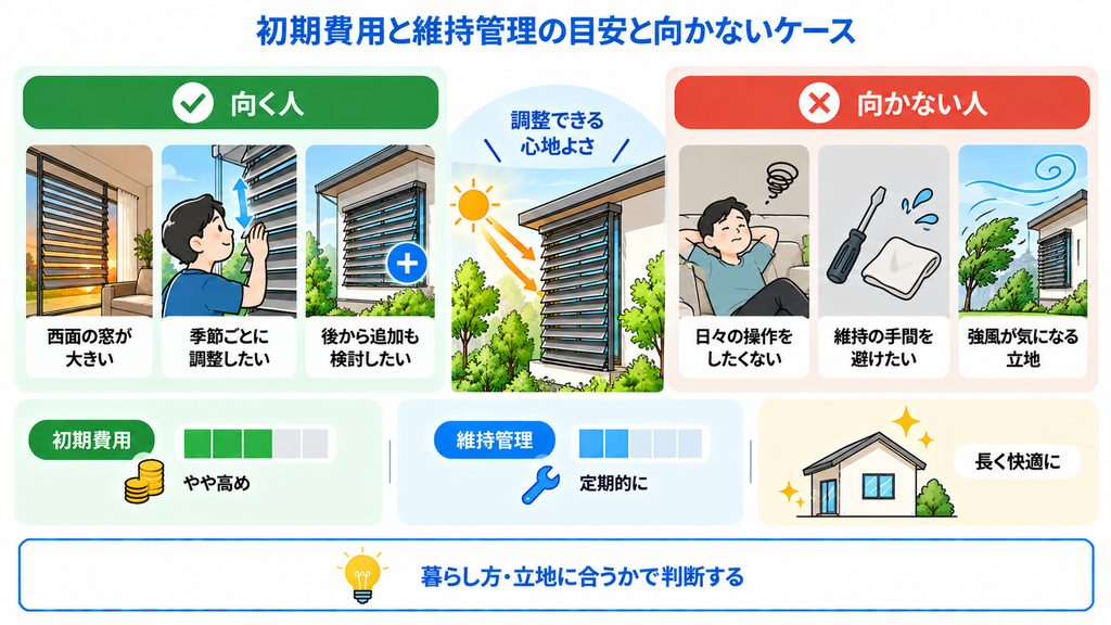 初期費用と維持管理の目安と向かないケース