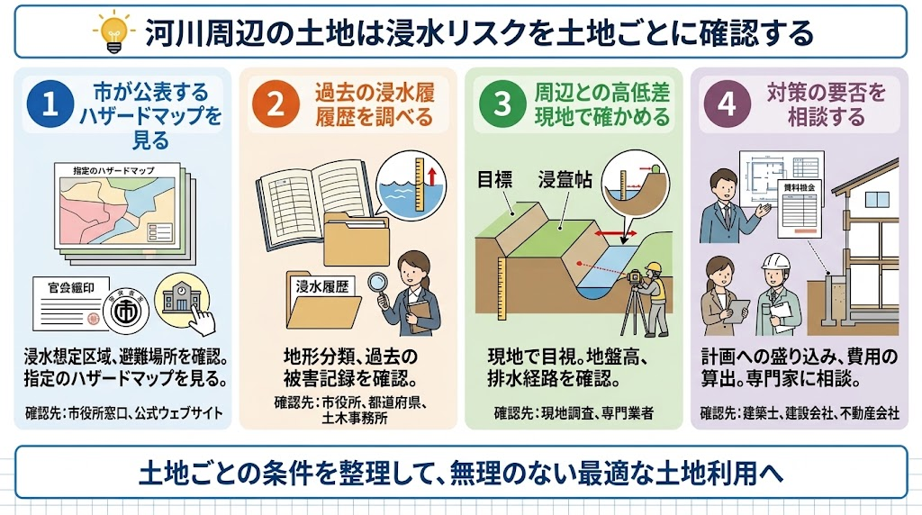 河川周辺の土地は浸水リスクを土地ごとに確認する