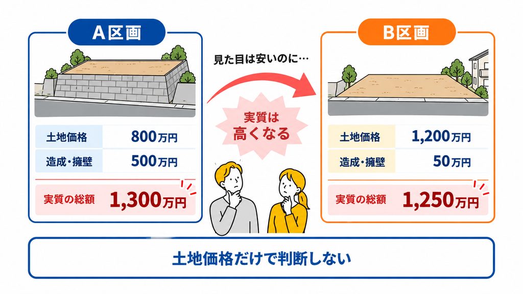 軸6 土地価格と付帯工事費を足した実質の総額