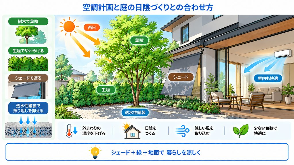 空調計画と庭の日陰づくりとの合わせ方