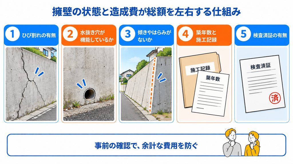 擁壁の状態と造成費が総額を左右する仕組み