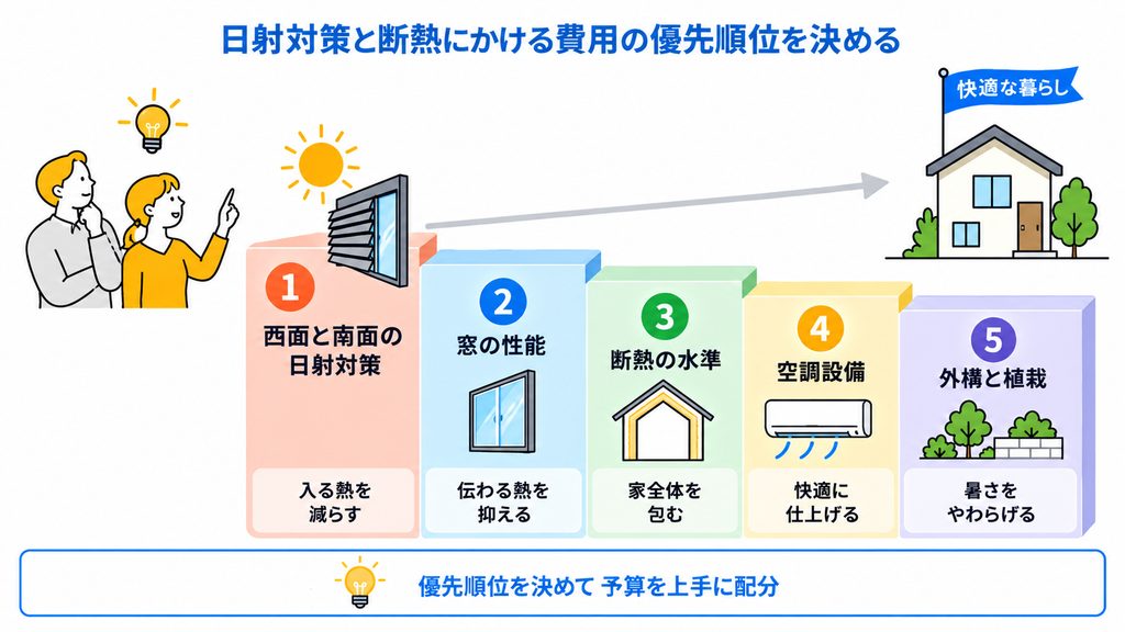 日射対策と断熱にかける費用の優先順位を決める