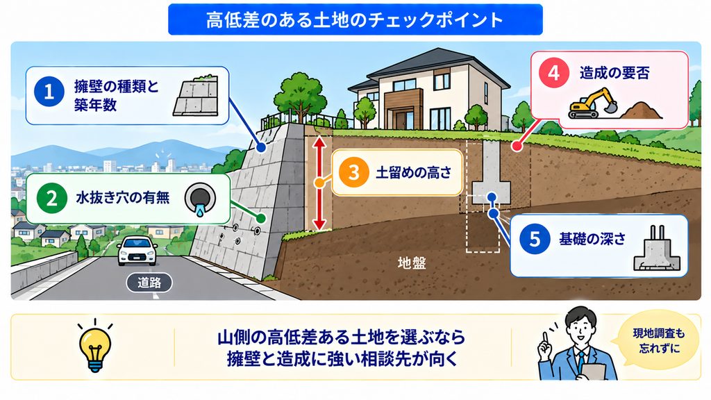 山側の高低差ある土地を選ぶなら擁壁と造成に強い相談先が向く